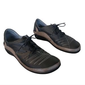 Naot Kumara Black Lace Up Leather Casual Sneaker Shoe Size 8 (39)